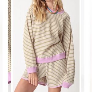 Electric & Rose Ronan Pullover and Short Set-Lavender & Lime Multi Stripe NWT